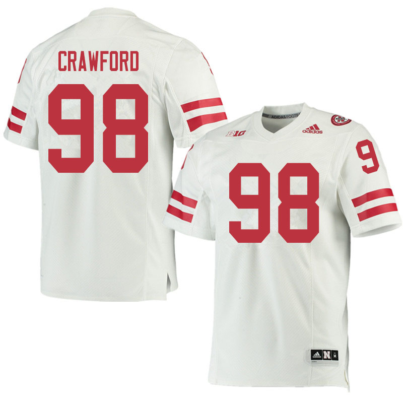 Men #98 Tyler Crawford Nebraska Cornhuskers College Football Jerseys Sale-White